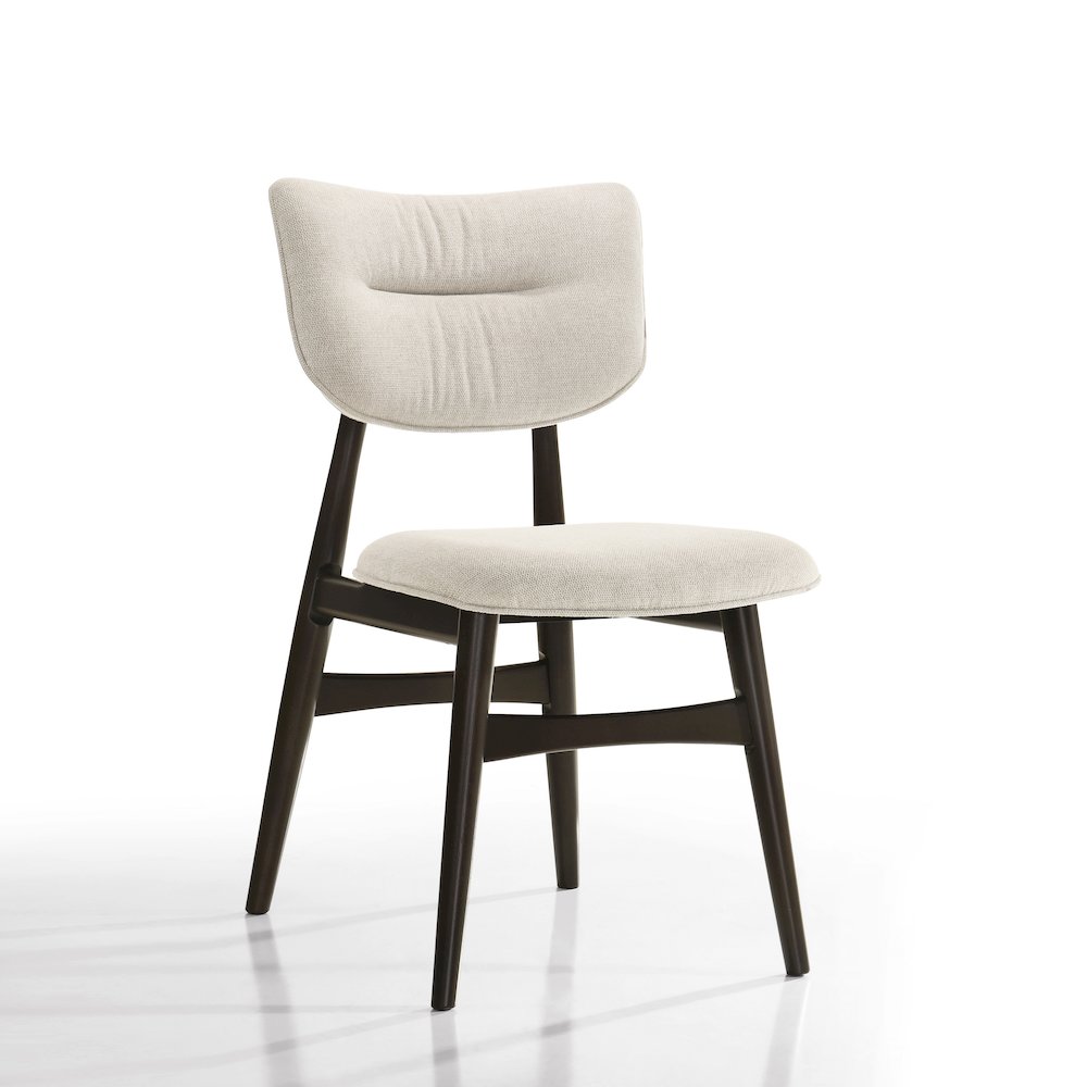 Joss Solid Wood Dining Chairs in Oatmeal Fabric Upholstery (Set of 2). Picture 2