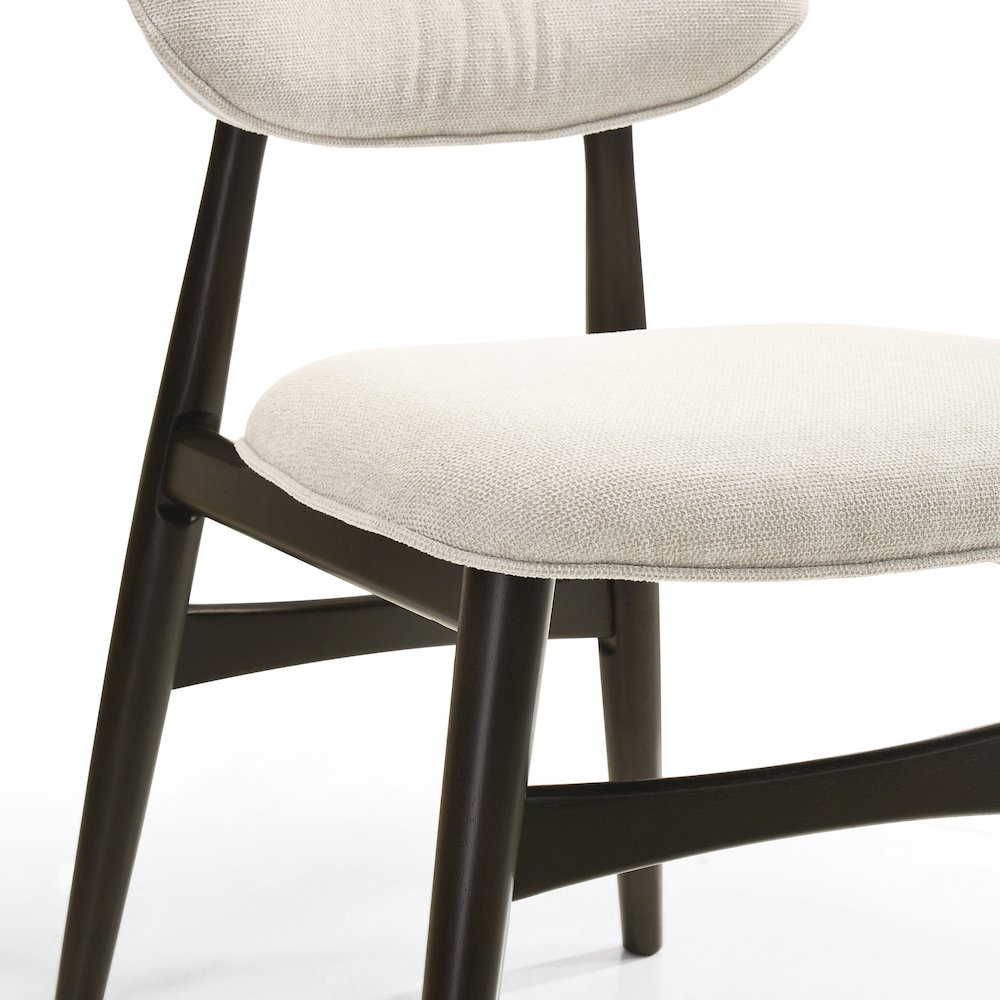 Joss Solid Wood Dining Chairs in Oatmeal Fabric Upholstery (Set of 2). Picture 6