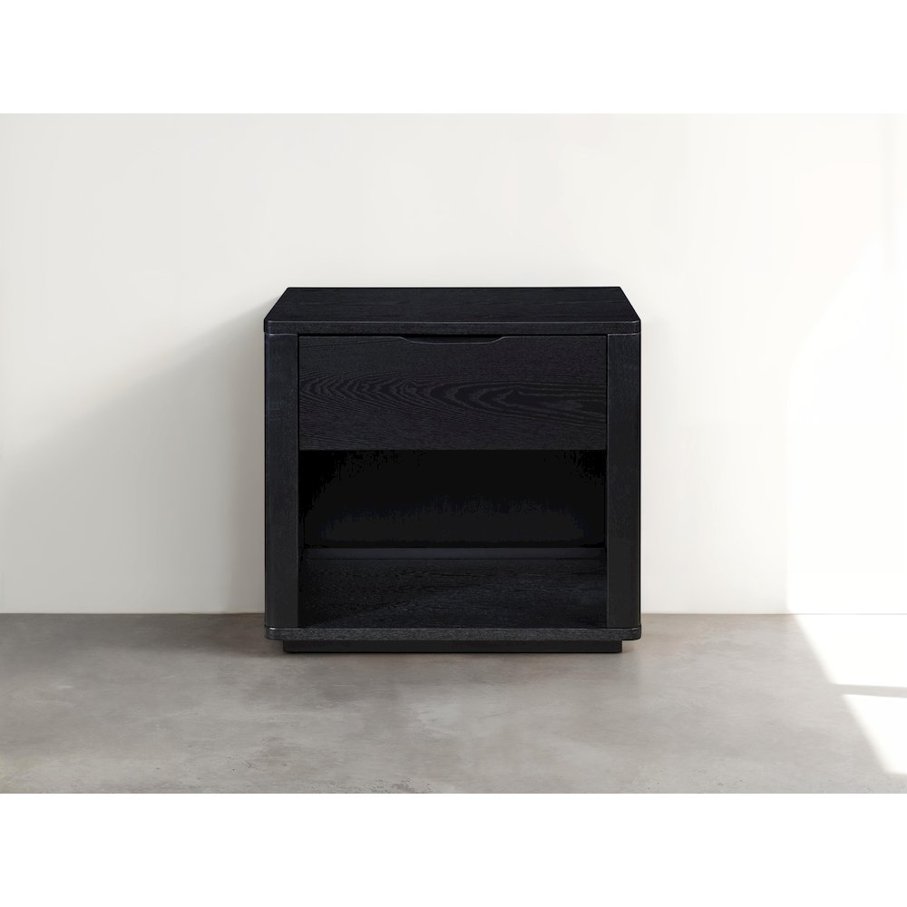 Venice Modern Nightstand with Soft Close Drawer in Black. Picture 5