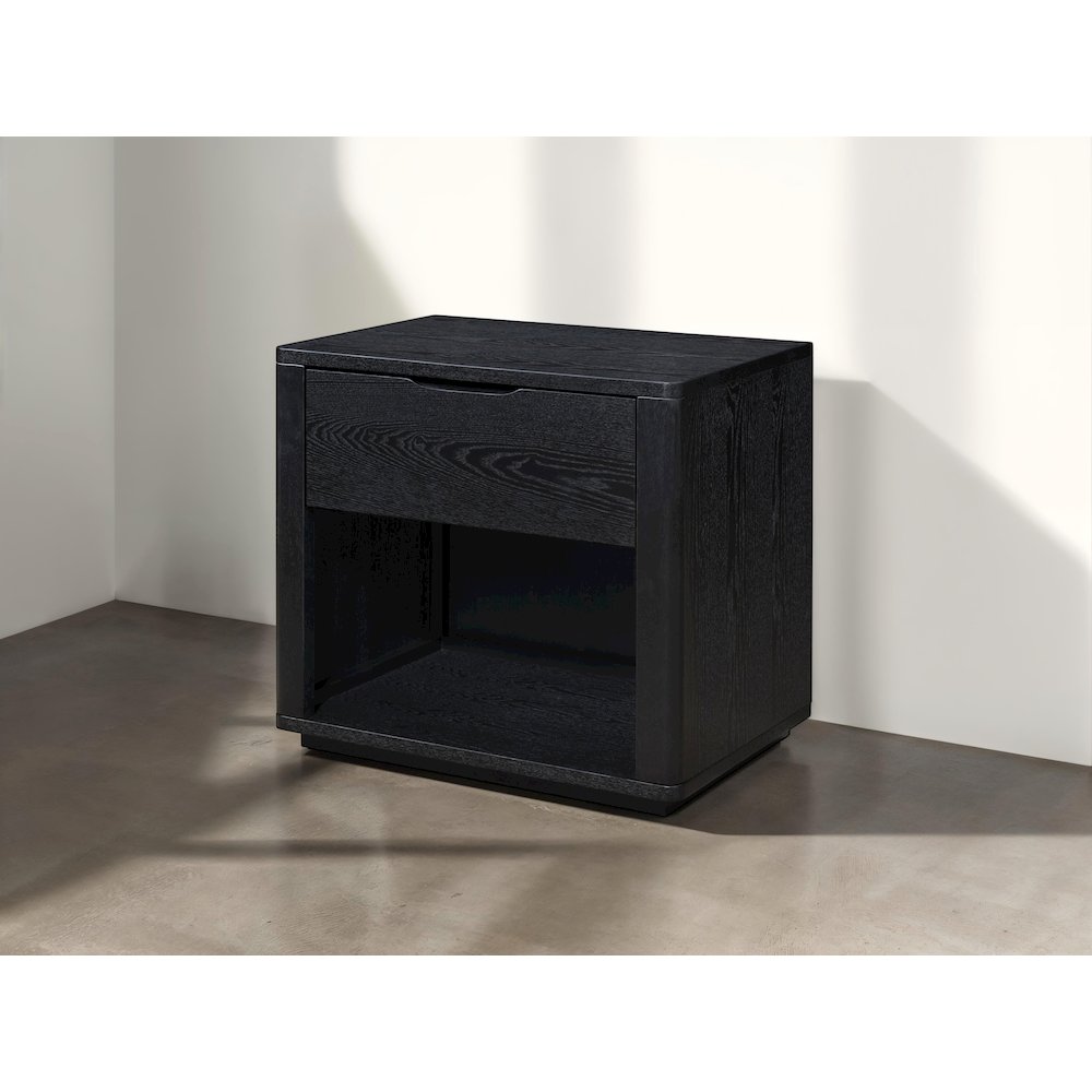 Venice Modern Nightstand with Soft Close Drawer in Black. Picture 8