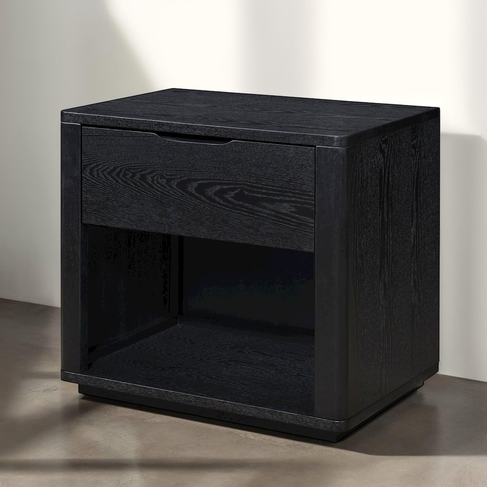 Venice Modern Nightstand with Soft Close Drawer in Black. Picture 9