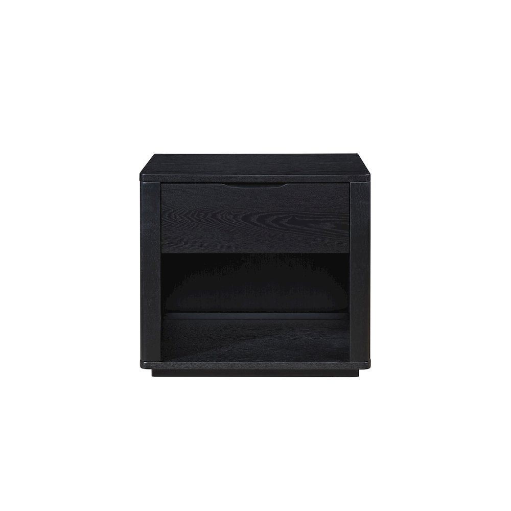 Venice Modern Nightstand with Soft Close Drawer in Black. Picture 1