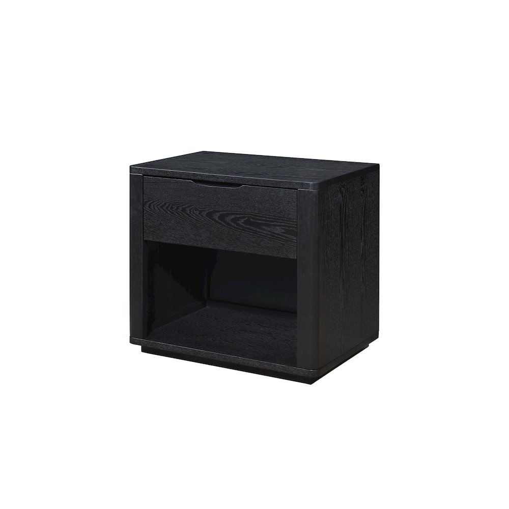Venice Modern Nightstand with Soft Close Drawer in Black. Picture 2