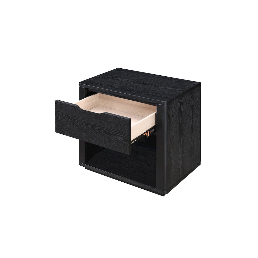 Venice Modern Nightstand with Soft Close Drawer in Black. Picture 3
