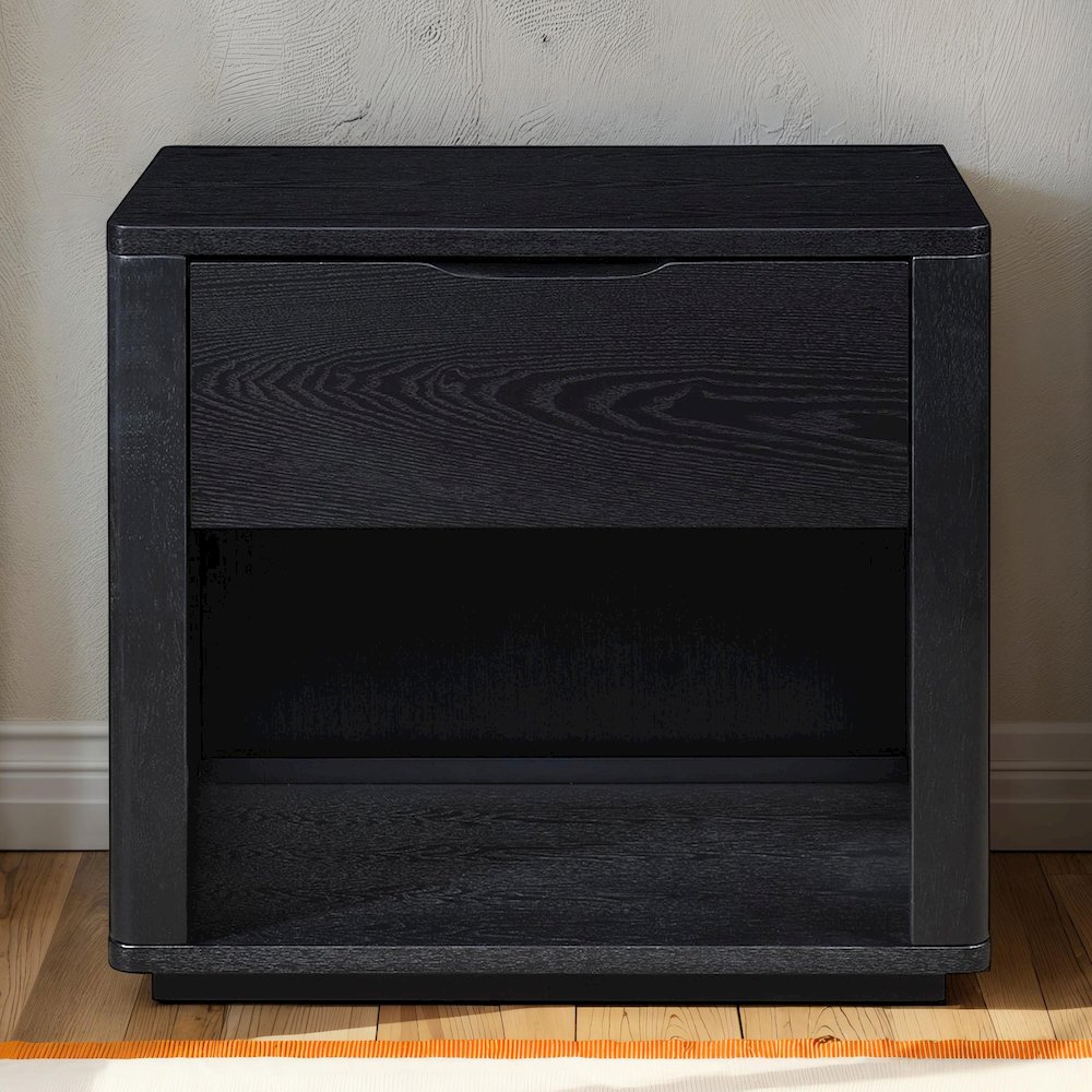 Venice Modern Nightstand with Soft Close Drawer in Black. Picture 11