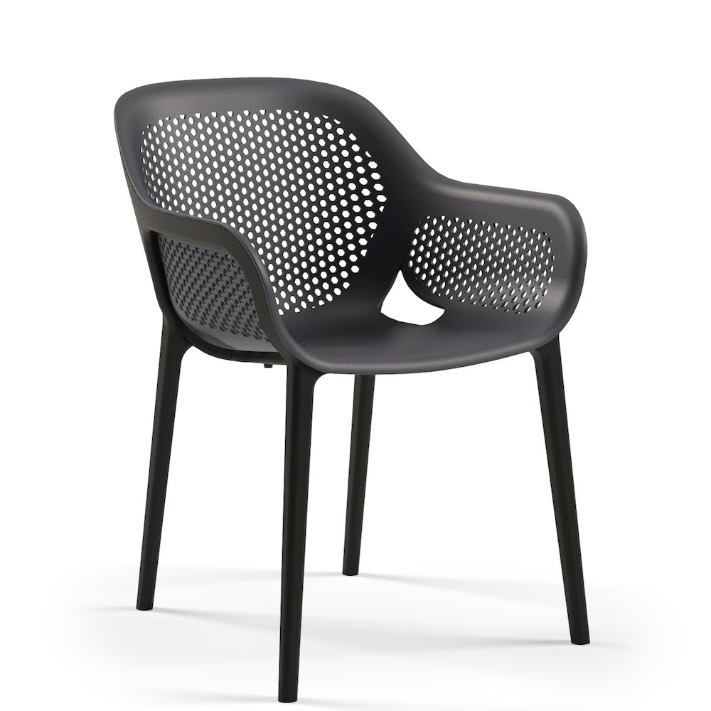 Atra Resin Patio Dining Chair in Anthracite Black - (Set of 2). Picture 3
