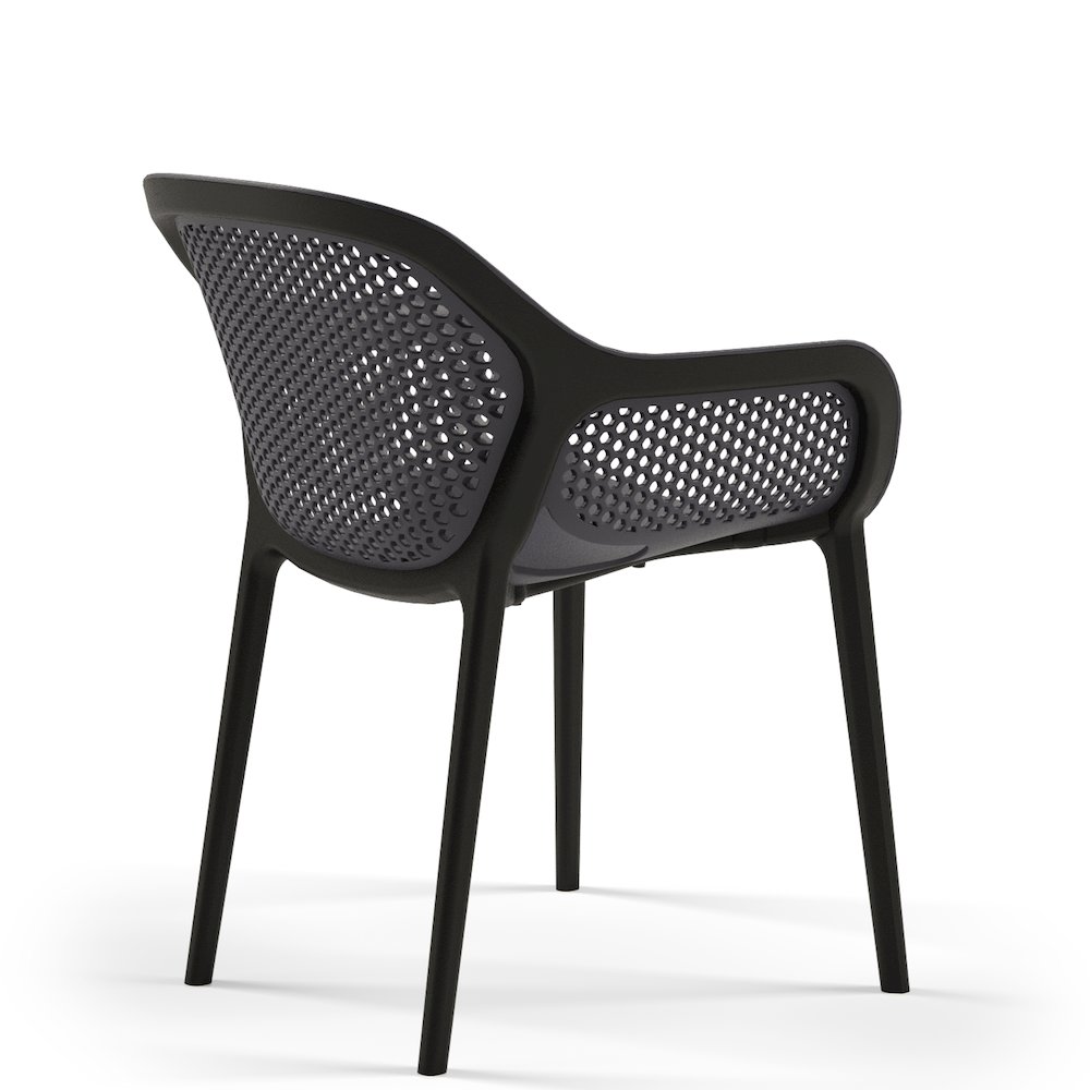 Atra Resin Patio Dining Chair in Anthracite Black - (Set of 2). Picture 2