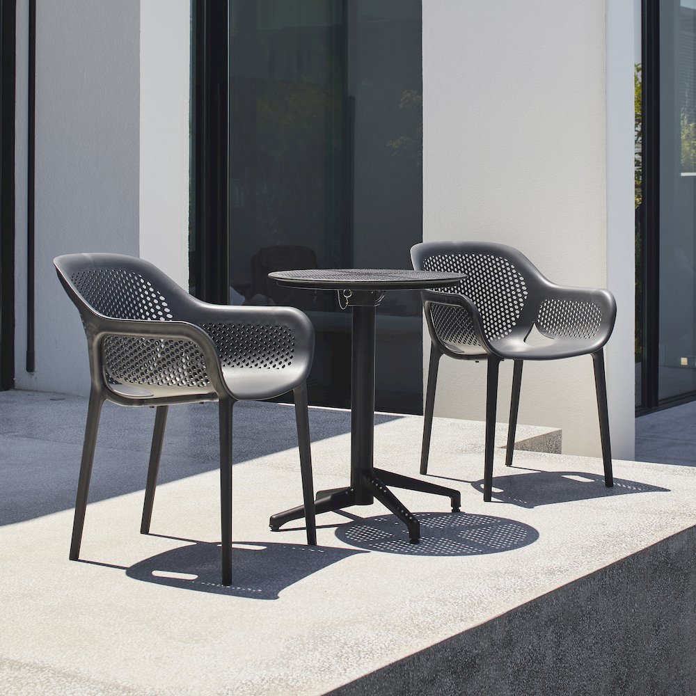 Atra Resin Patio Dining Chair in Anthracite Black - (Set of 2). Picture 6