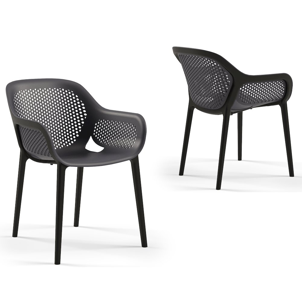 Atra Resin Patio Dining Chair in Anthracite Black - (Set of 2). Picture 1