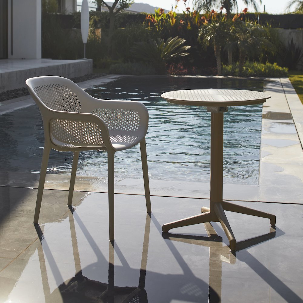 Atra Resin Patio Dining Chair in Coffee - (Set of 2). Picture 4