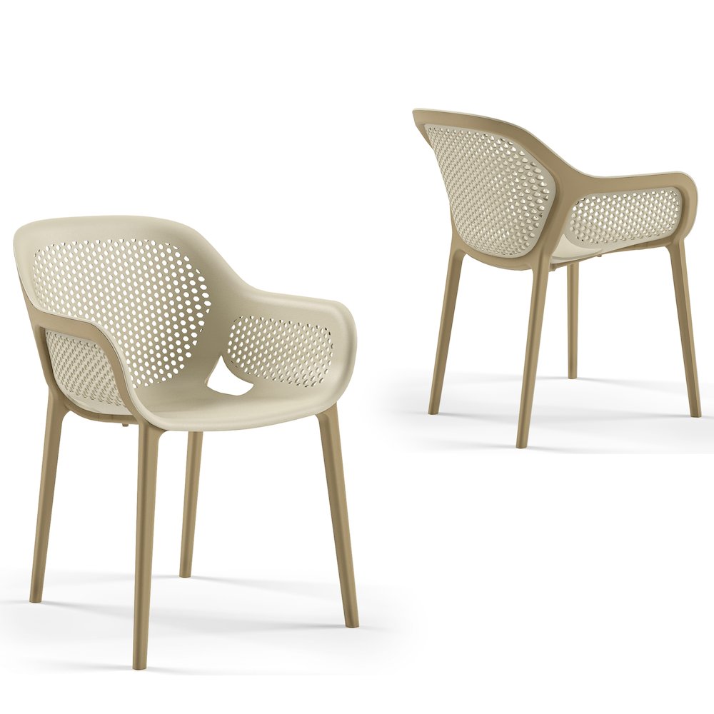 Atra Resin Patio Dining Chair in Coffee - (Set of 2). Picture 1