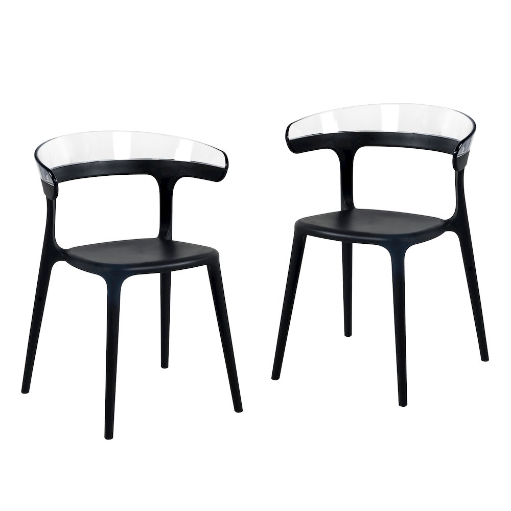 Mia Resin Patio Dining Chair in Black and Clear - (Set of 2). Picture 1