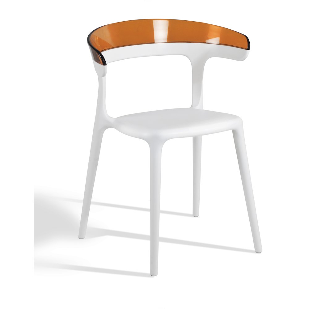 Mia Resin Patio Dining Chair in White and Orange - (Set of 2). Picture 2