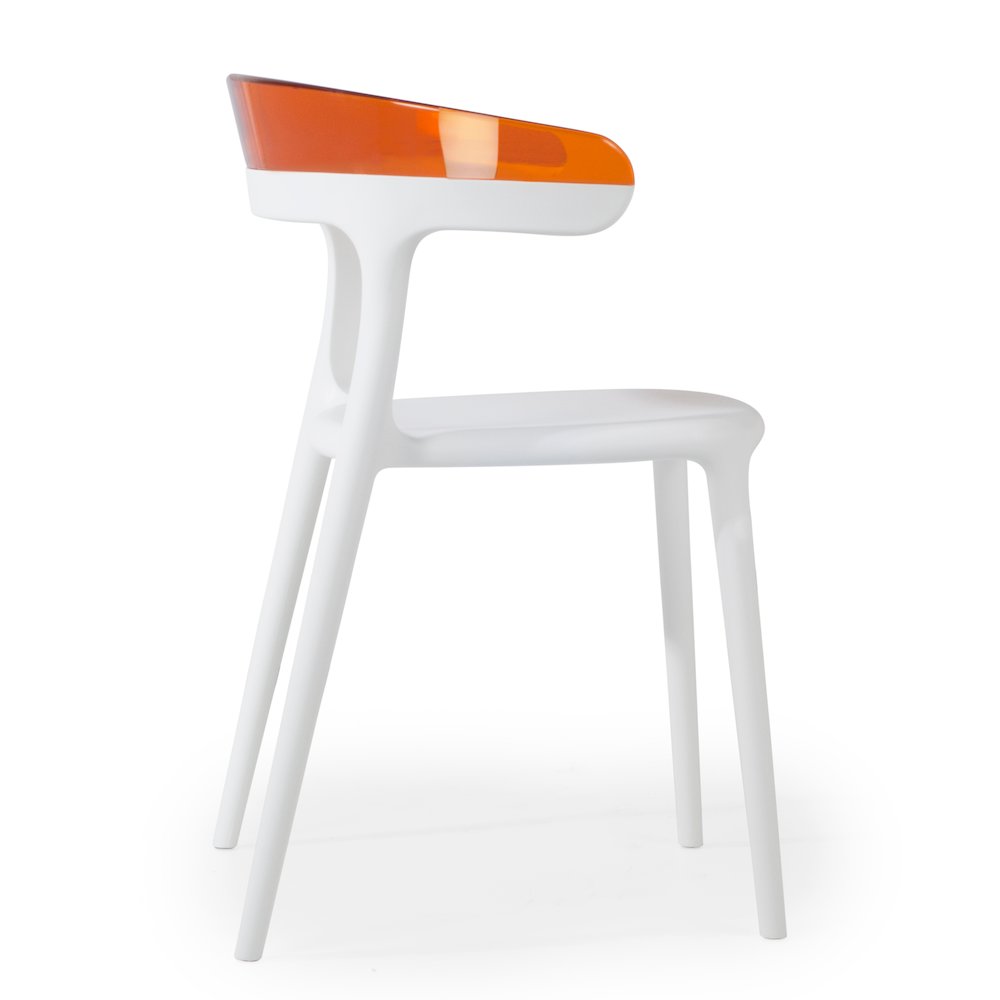 Mia Resin Patio Dining Chair in White and Orange - (Set of 2). Picture 3