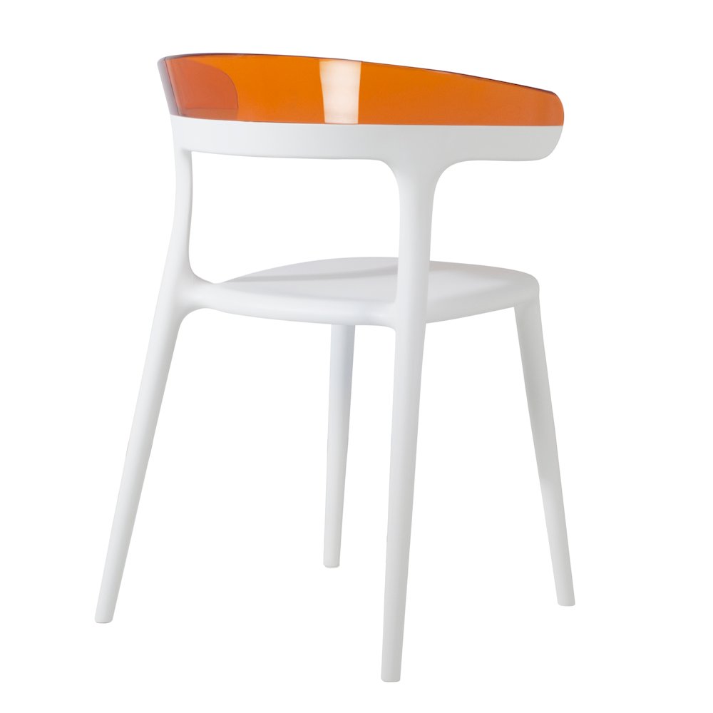 Mia Resin Patio Dining Chair in White and Orange - (Set of 2). Picture 4