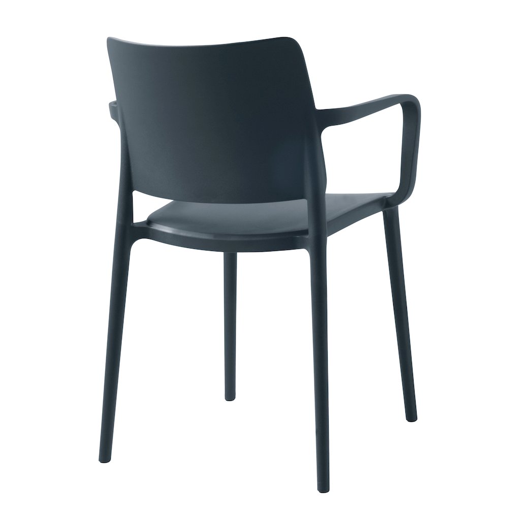 Cleo Arm Resin Patio Dining Chair in Anthracite Black - (Set of 2). Picture 4