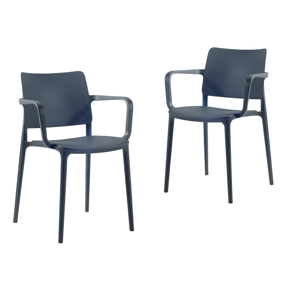 Cleo Arm Resin Patio Dining Chair in Anthracite Black - (Set of 2). Picture 1