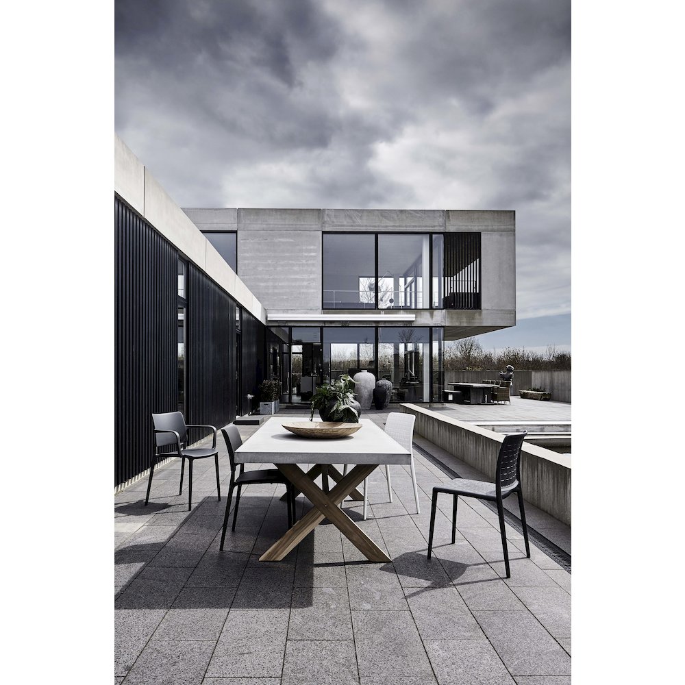 Cleo Arm Resin Patio Dining Chair in Anthracite Black - (Set of 2). Picture 5