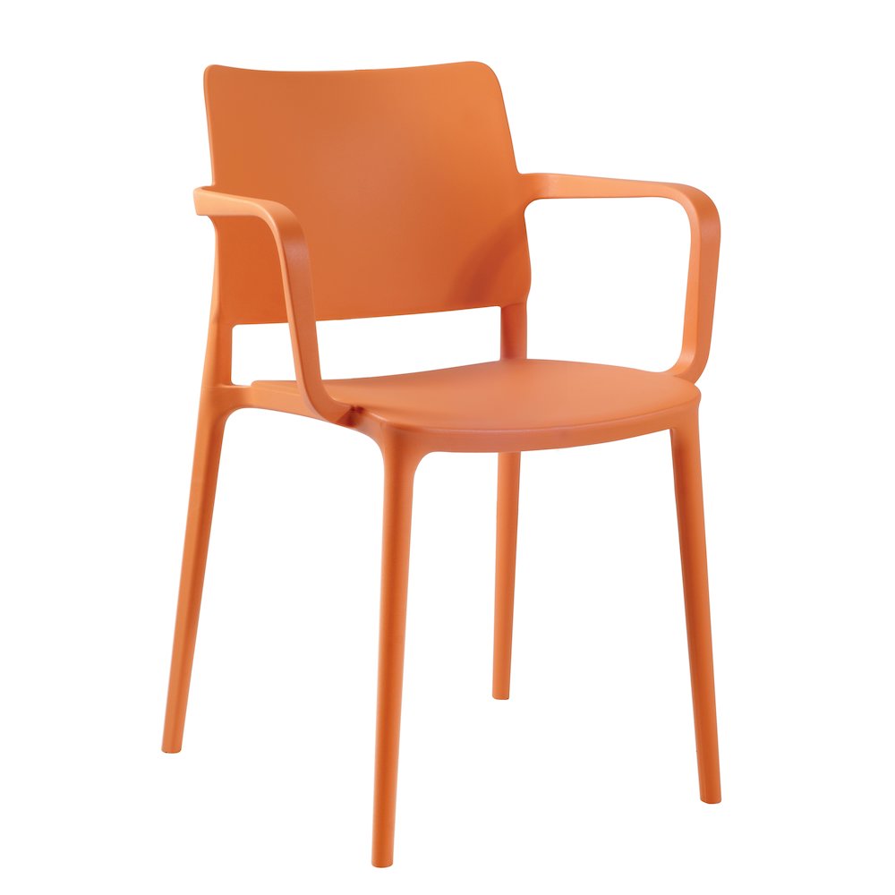 Cleo Arm Resin Patio Dining Chair in Orange - (Set of 2). Picture 2