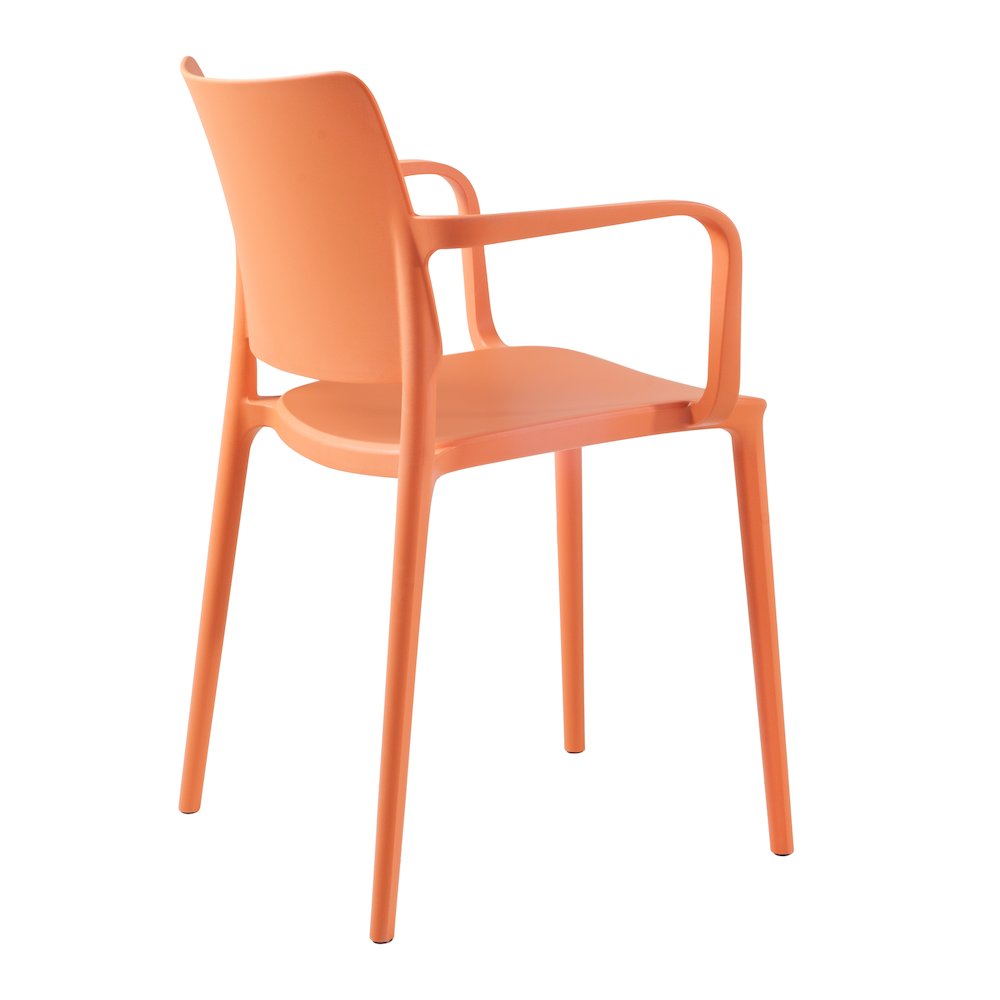 Cleo Arm Resin Patio Dining Chair in Orange - (Set of 2). Picture 3