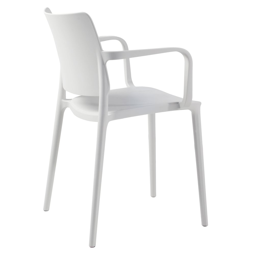 Cleo Arm Resin Patio Dining Chair in White - (Set of 2). Picture 3