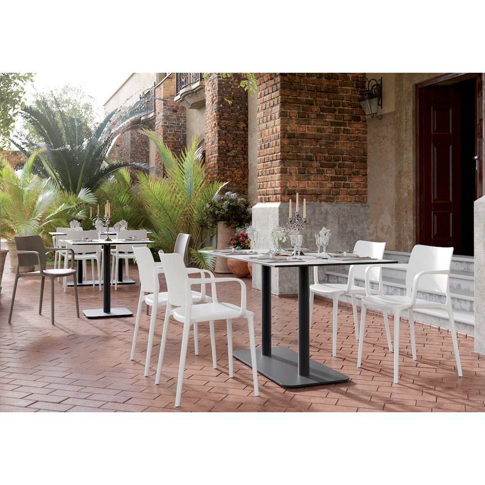 Cleo Arm Resin Patio Dining Chair in White - (Set of 2). Picture 6