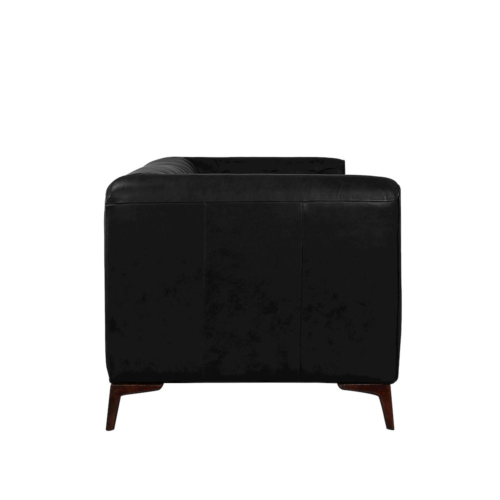 Havana 90" Mid Century Modern Tufted Genuine Leather Sofa in Black. Picture 3