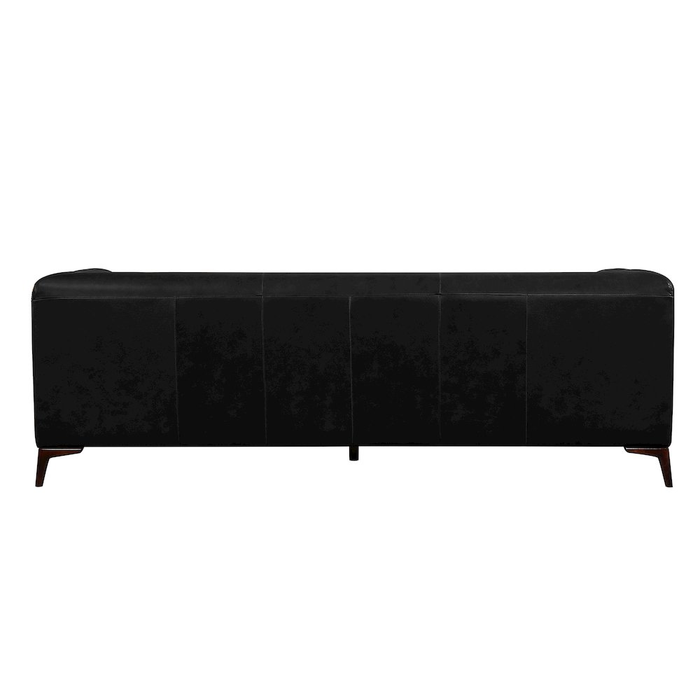 Havana 90" Mid Century Modern Tufted Genuine Leather Sofa in Black. Picture 4