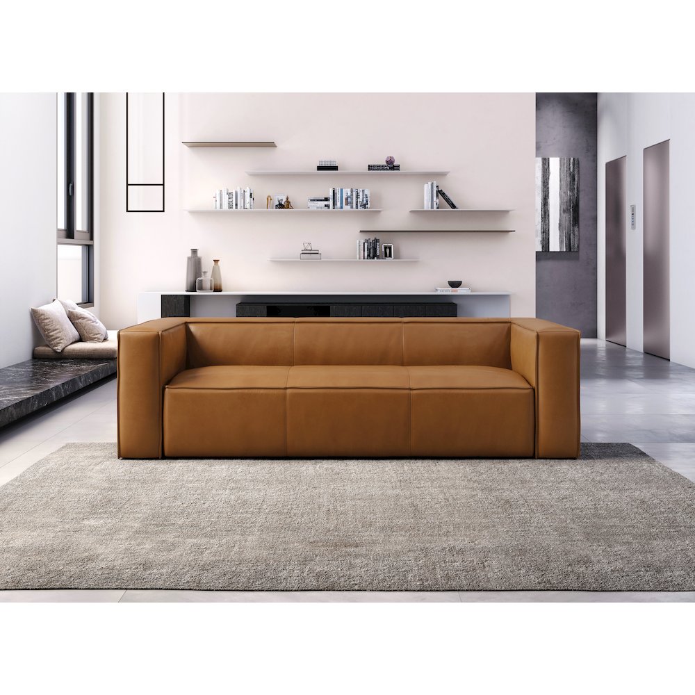 Mason 90" Modern Genuine Top Grain Leather Sofa in Tan. Picture 11