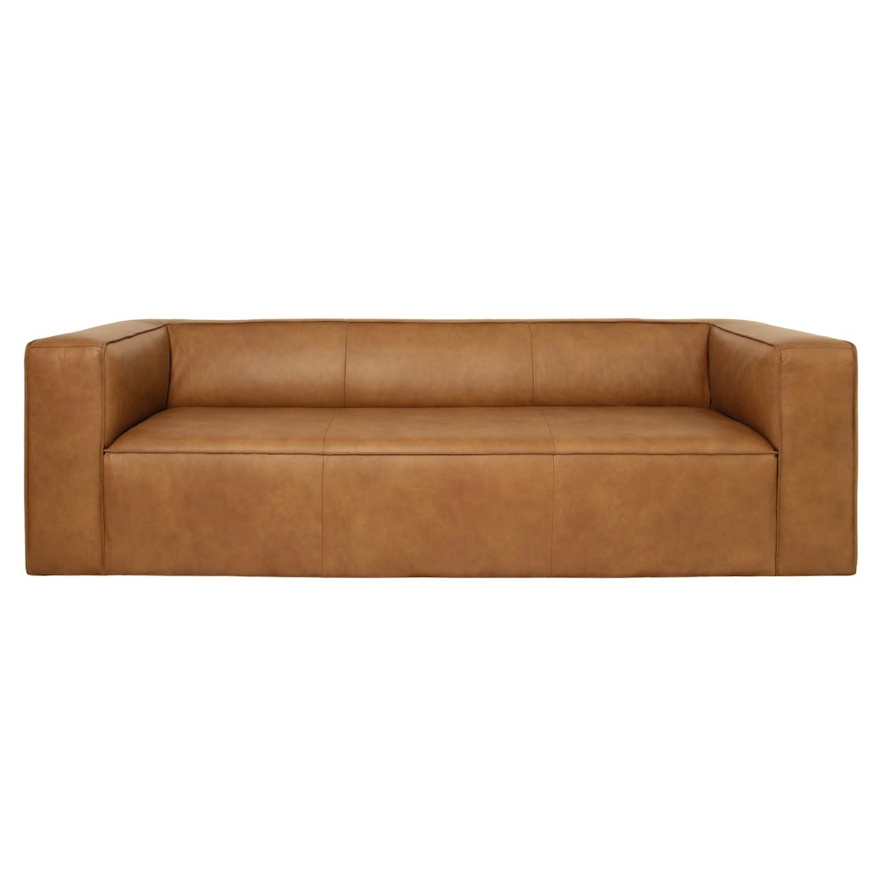 Mason 90" Modern Genuine Top Grain Leather Sofa in Tan. Picture 2