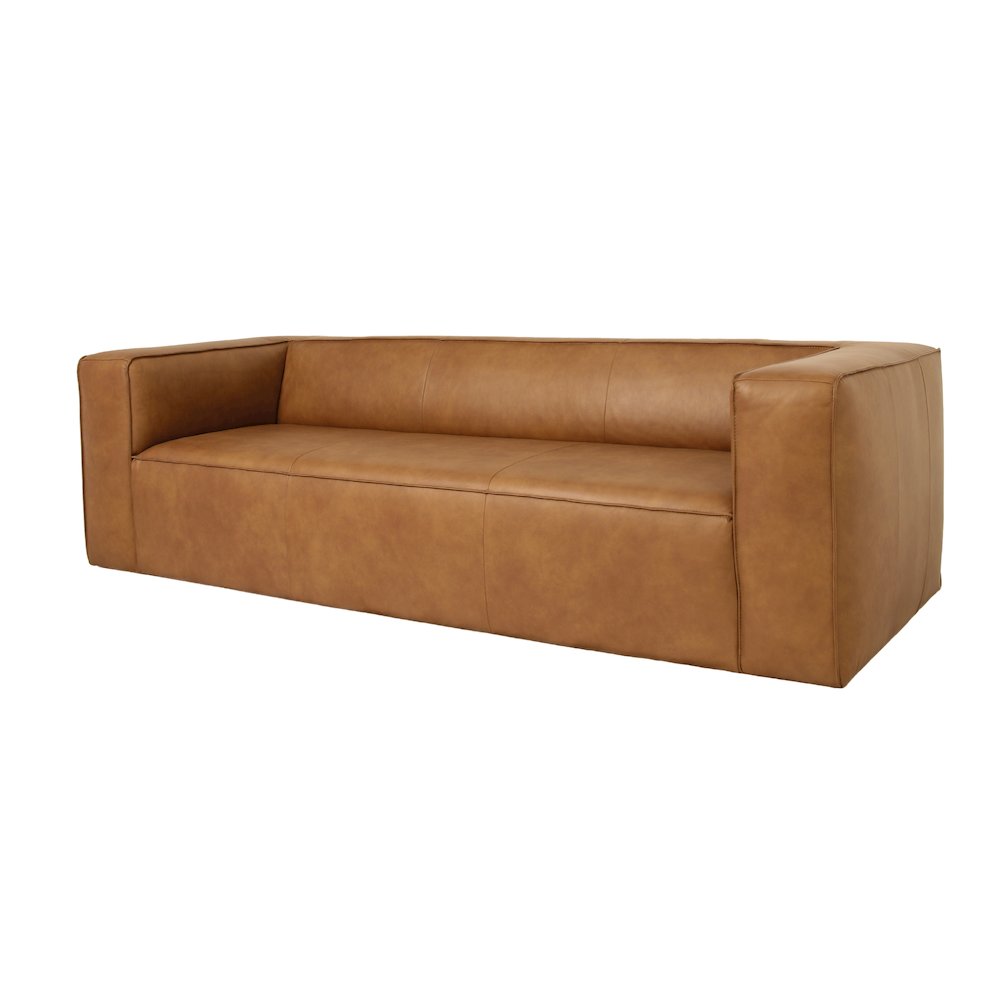 Mason 90" Modern Genuine Top Grain Leather Sofa in Tan. Picture 3
