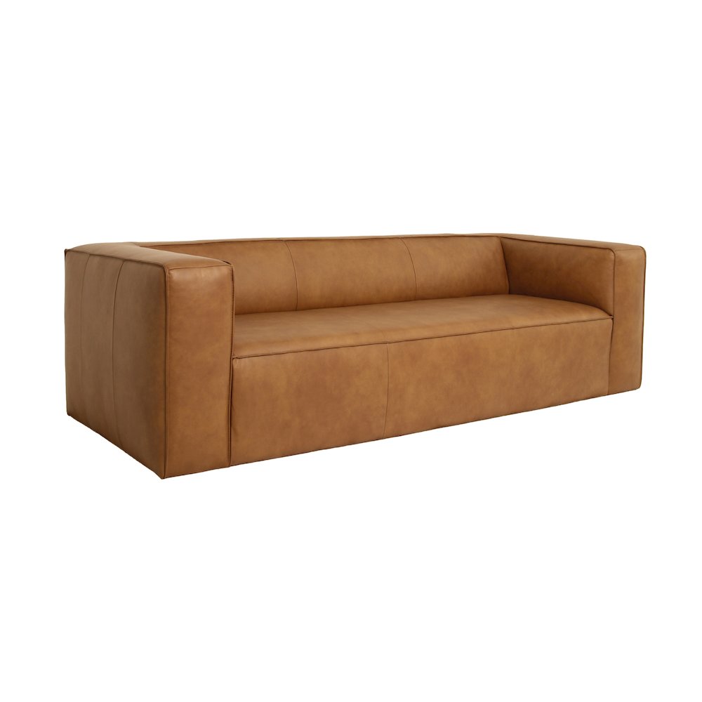 Mason 90" Modern Genuine Top Grain Leather Sofa in Tan. Picture 1