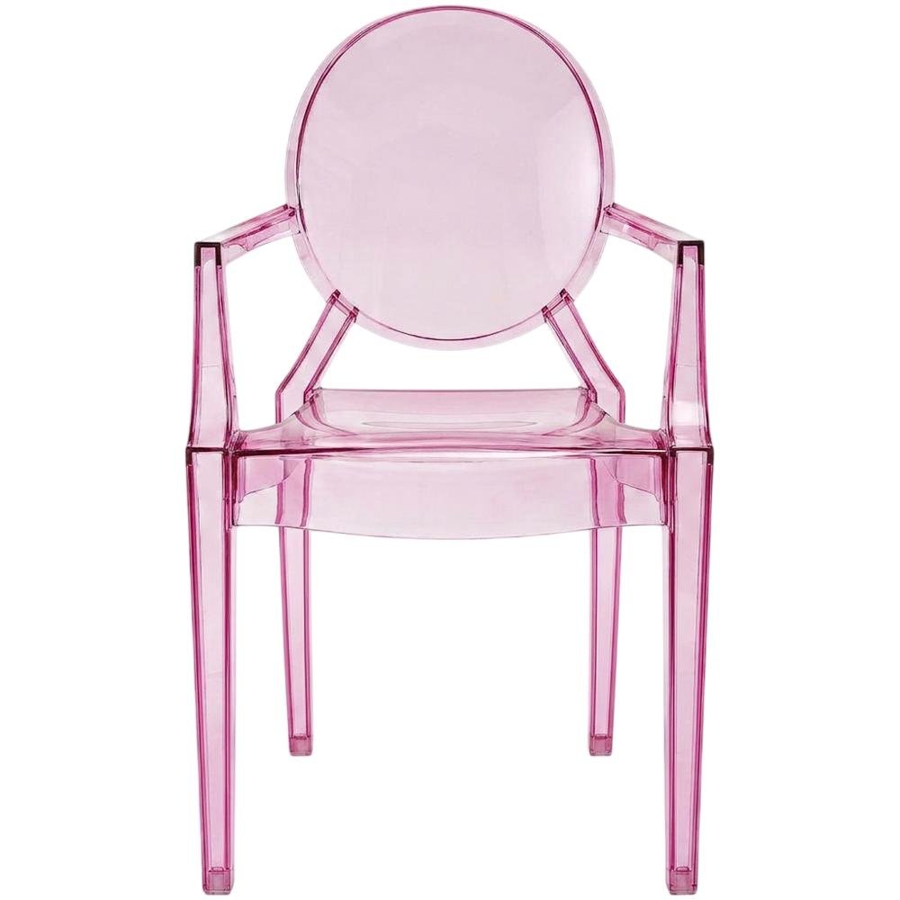 Acrylic Stackable Dining Armchair, Contoured Back, Pink. Picture 4