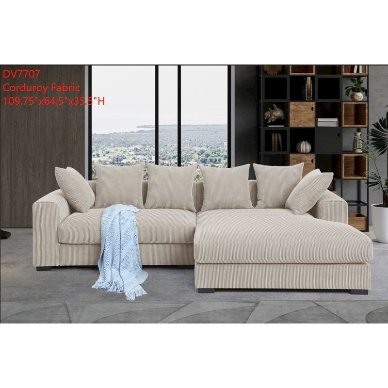 Naomi Corduroy Upholstered Sofa Sectional Couch. Picture 1