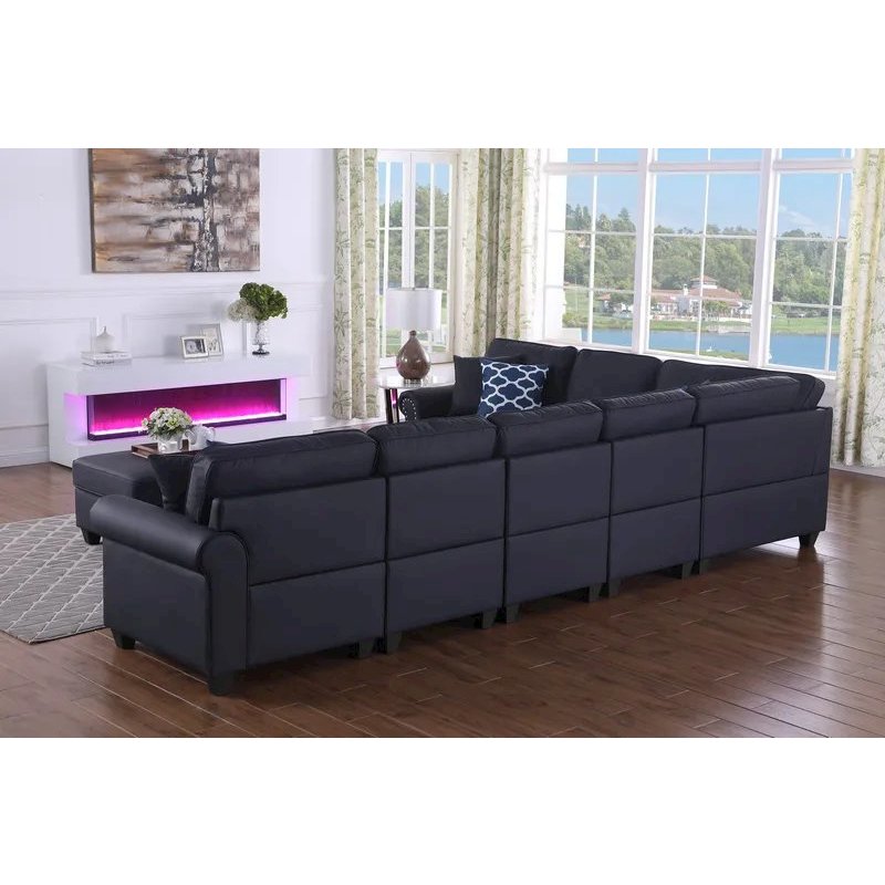 Bouke Artificial Leather Modular Sofa Sectional With Ottoman. Picture 7