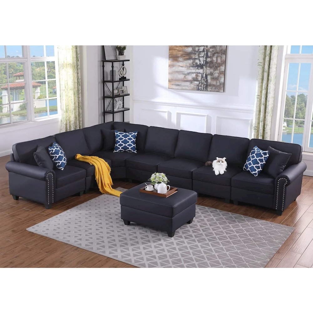 Bouke Artificial Leather Modular Sofa Sectional With Ottoman. Picture 6