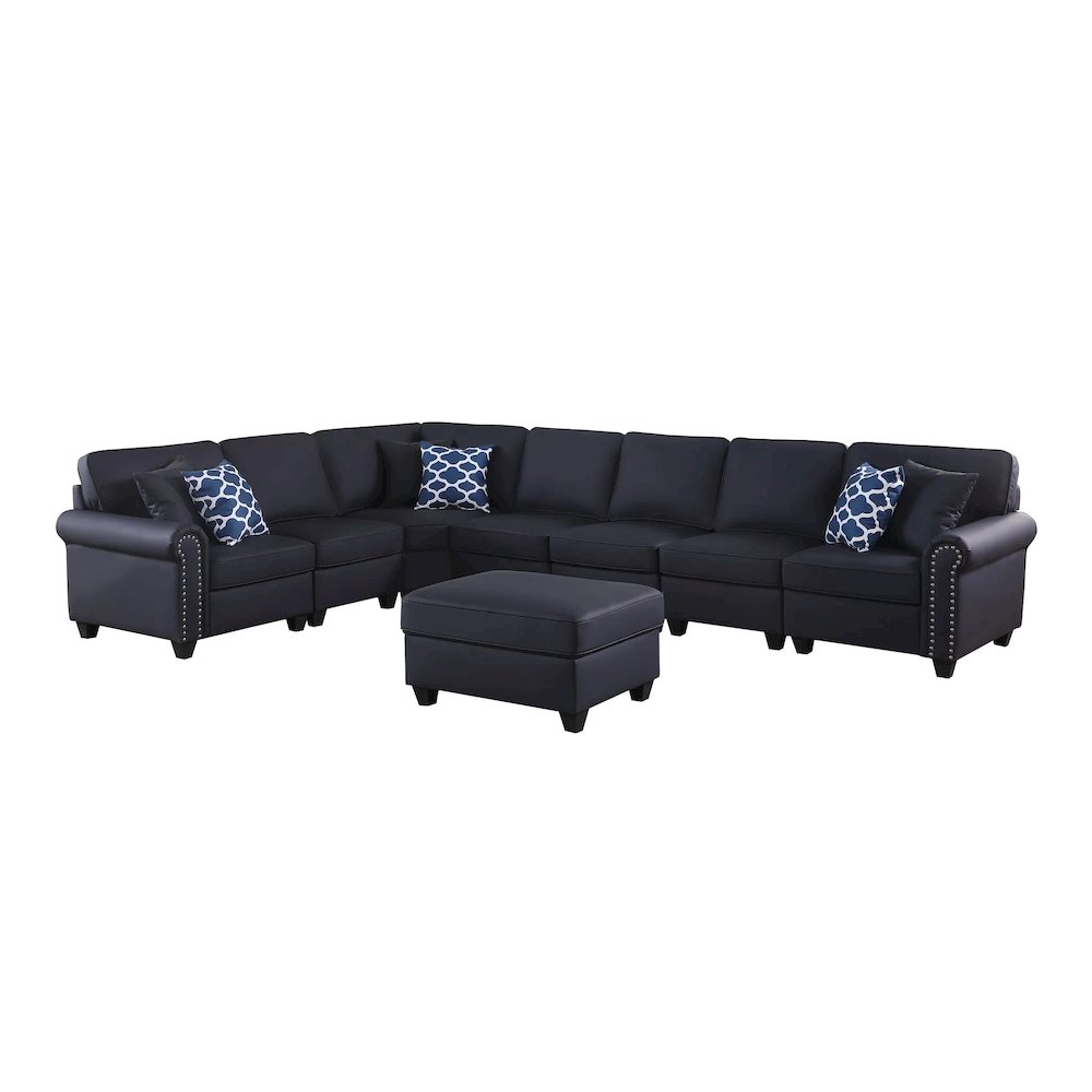 Bouke Artificial Leather Modular Sofa Sectional With Ottoman. Picture 1