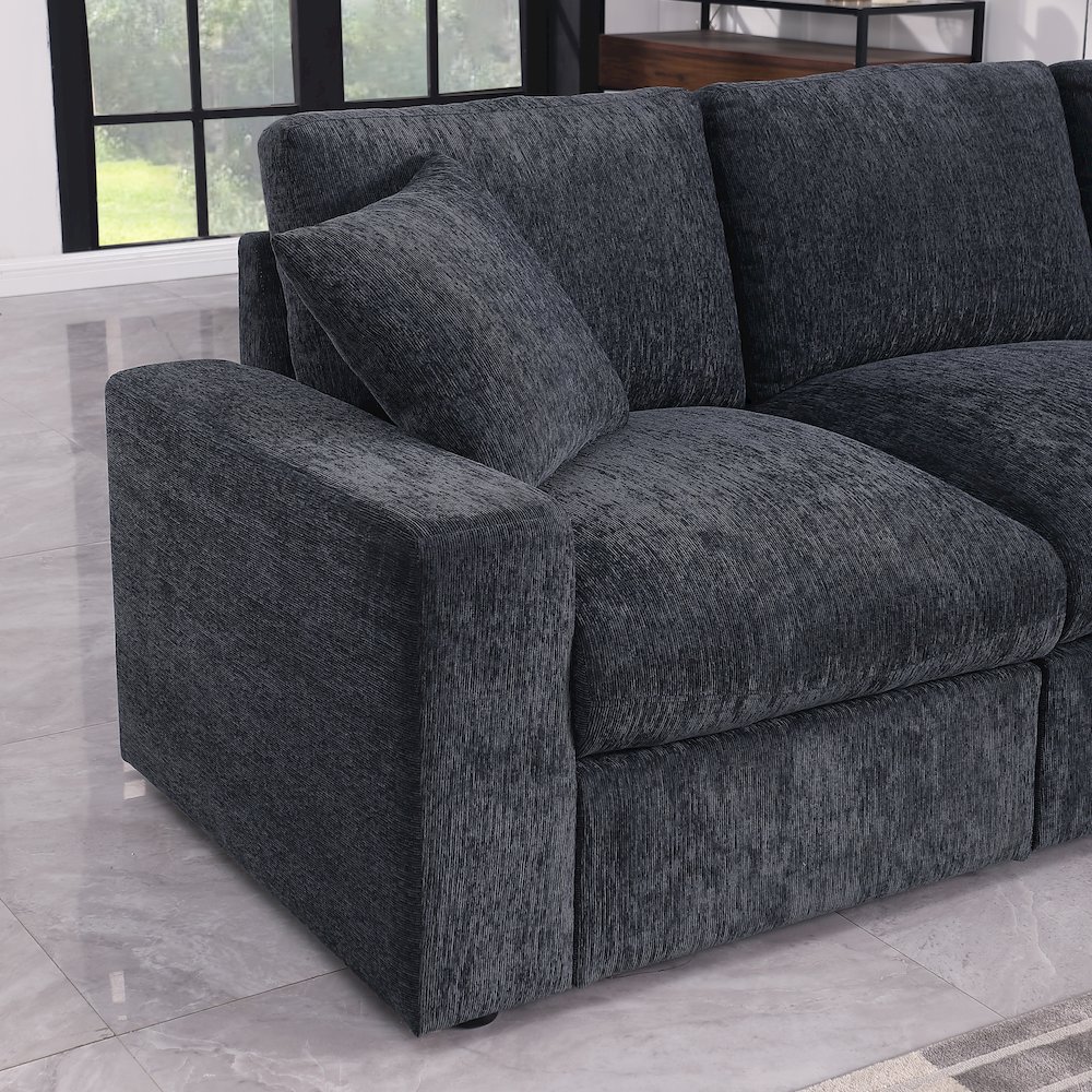 Tolzmann Sectional Sofa With 2 Ottomans - Dark Gray Chenille. Picture 2
