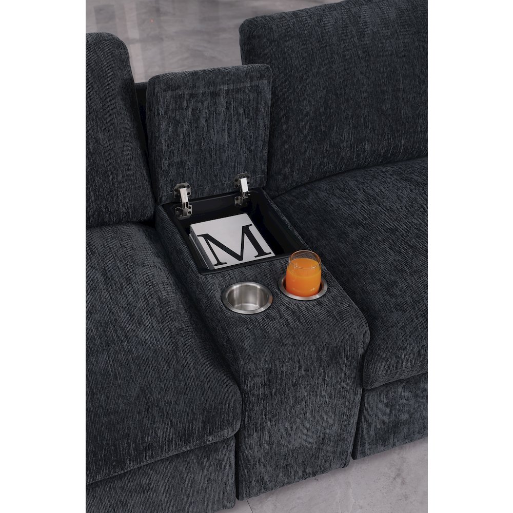 Bonaira Modular Sectional With Cupholder Console - Dark Gray Chenille. Picture 4