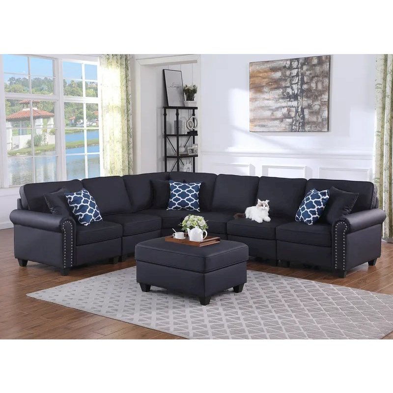 Bozhanka Artificial Leather Modular Sectional With Ottoman. Picture 5