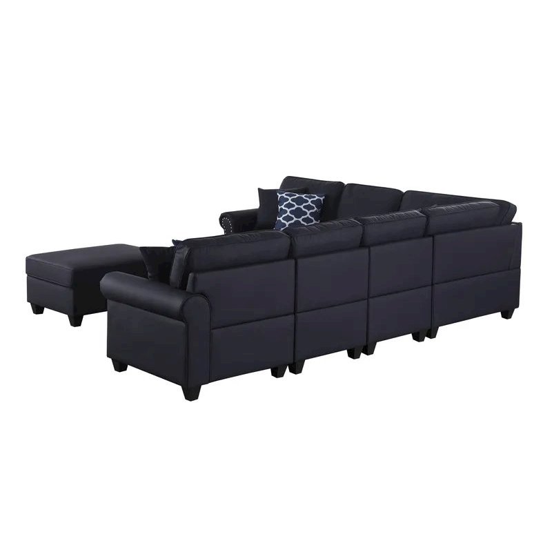 Bozhanka Artificial Leather Modular Sectional With Ottoman. Picture 4