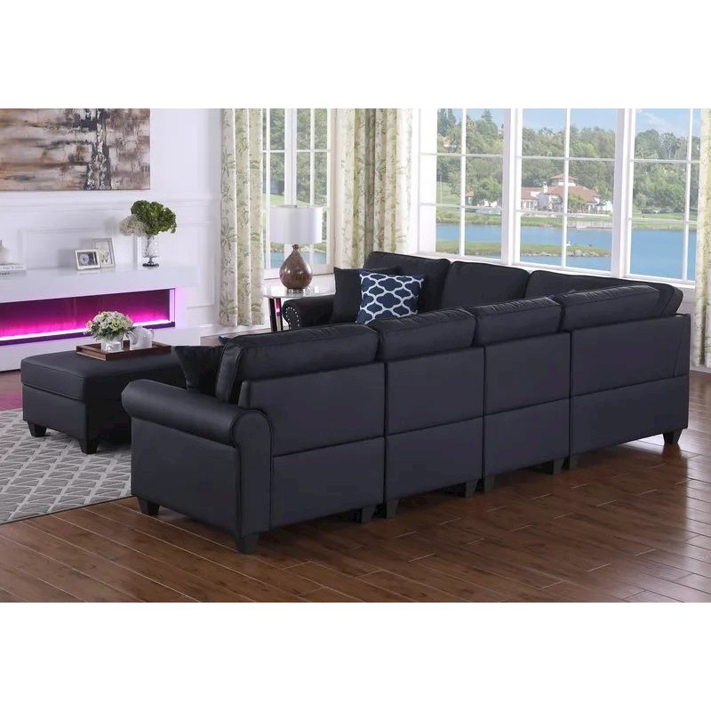 Bozhanka Artificial Leather Modular Sectional With Ottoman. Picture 8