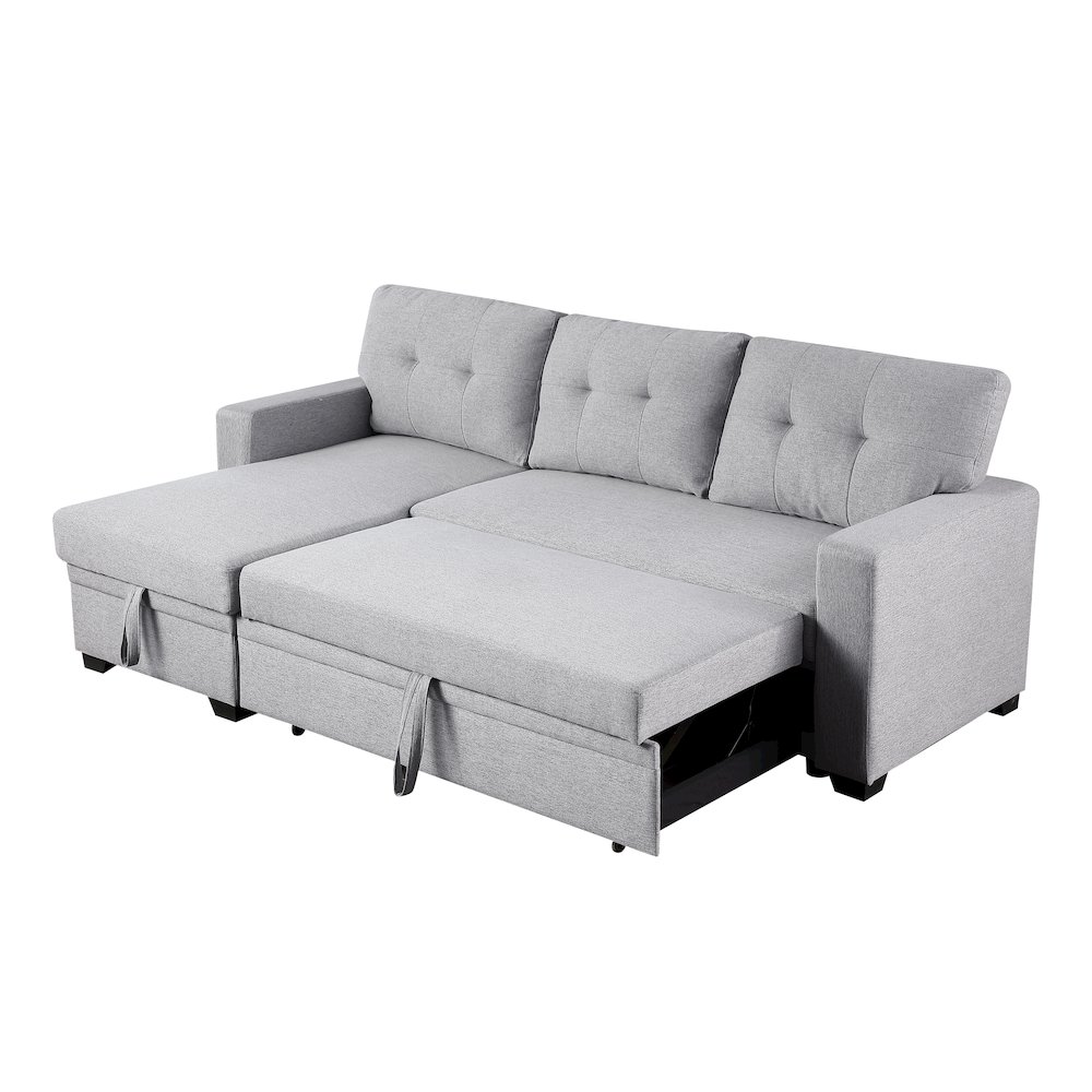 Devion Furniture Polyester Fabric Reversible Sleeper Sectional Sofa - Light Gray. Picture 5