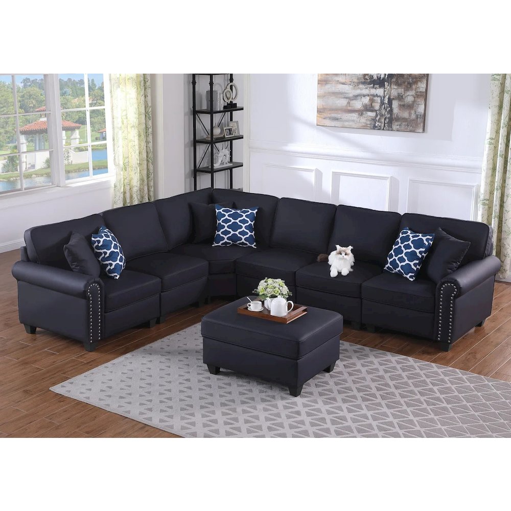 Bozhanka Artificial Leather Modular Sectional With Ottoman. Picture 6