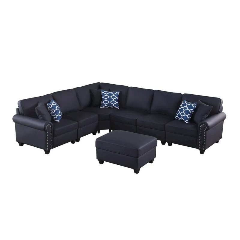 Bozhanka Artificial Leather Modular Sectional With Ottoman. Picture 2