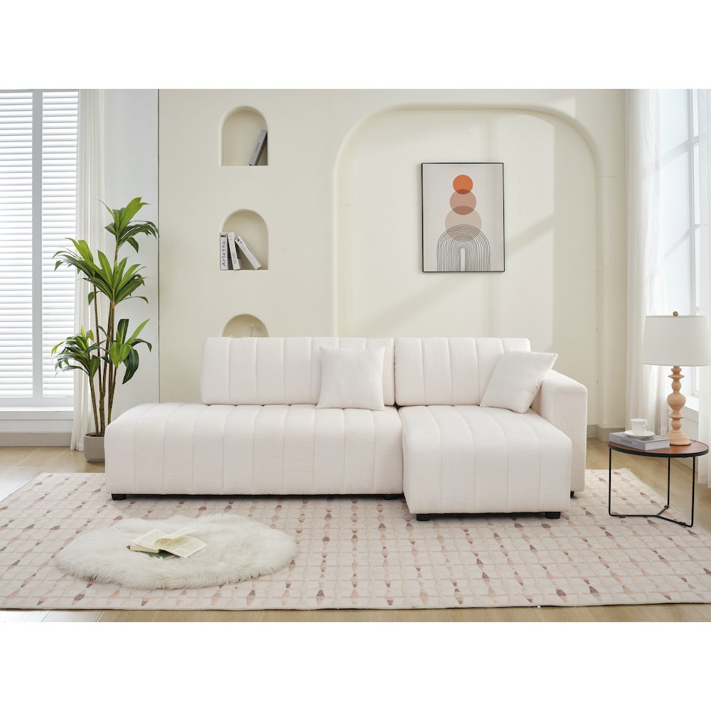 Nargis Lamb Wool Sectional Sofa With Chaise. Picture 7
