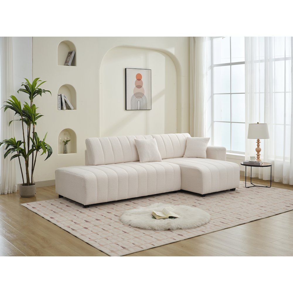 Nargis Lamb Wool Sectional Sofa With Chaise. Picture 8