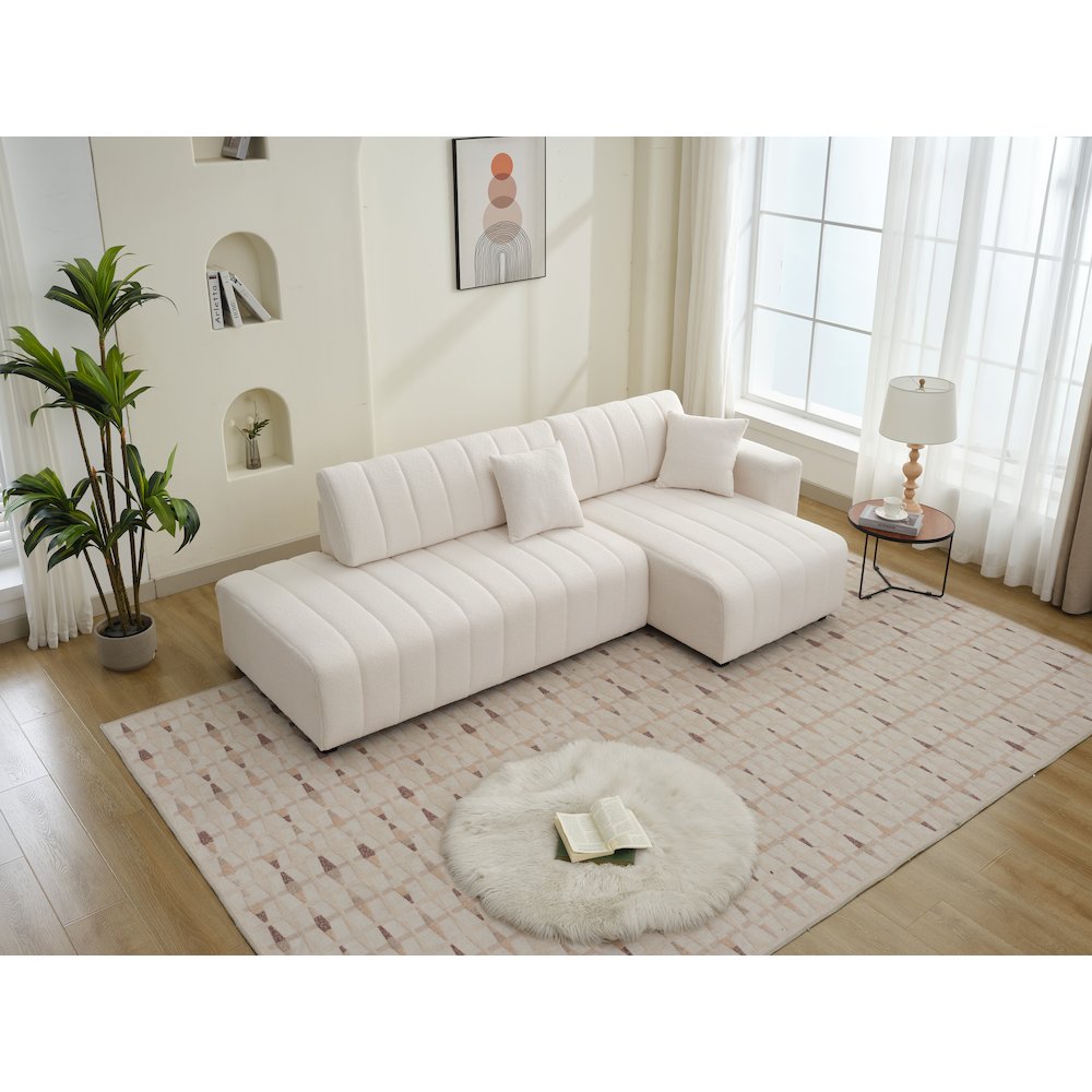 Nargis Lamb Wool Sectional Sofa With Chaise. Picture 9