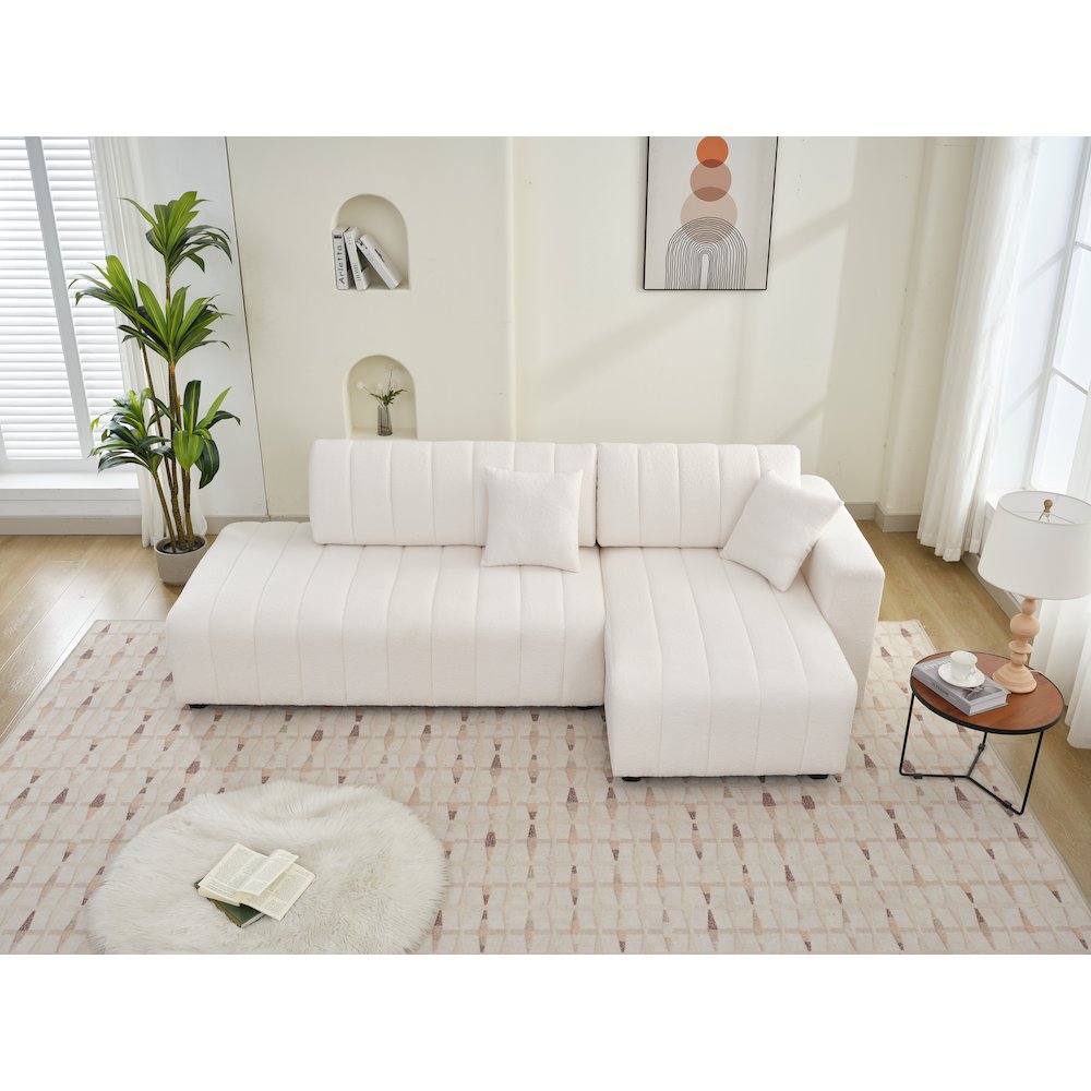 Nargis Lamb Wool Sectional Sofa With Chaise. Picture 10