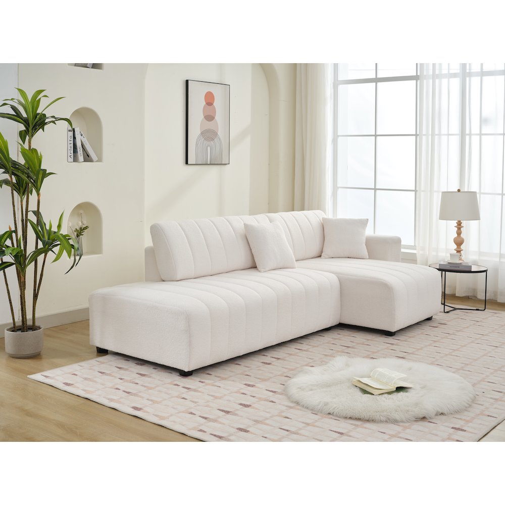 Nargis Lamb Wool Sectional Sofa With Chaise. Picture 11